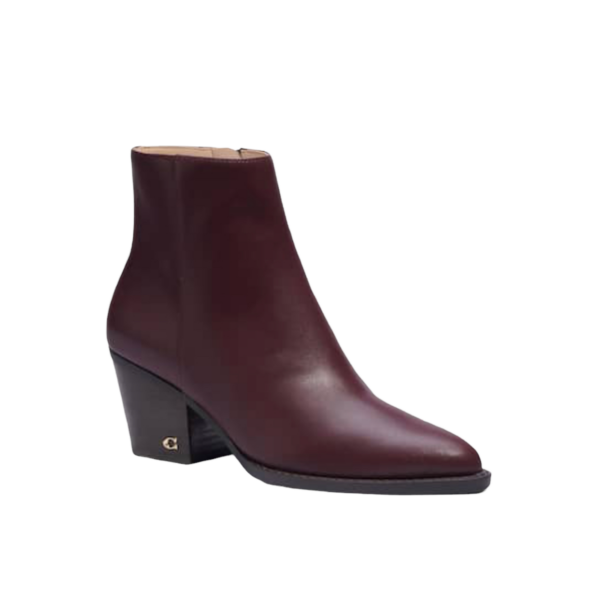 Coach Pacey Leather Bootie. Dark Cranberry. Size 8.5 B