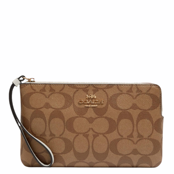 Coach Large Corner Zip Wristlet In Signature Canvas
