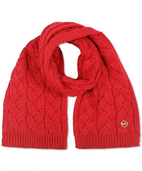Michael Kors Women's Cable-Knit Braided Scarf Crimson