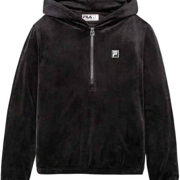 Fila Womens Velour Quarter Zip Hoodie Black Large