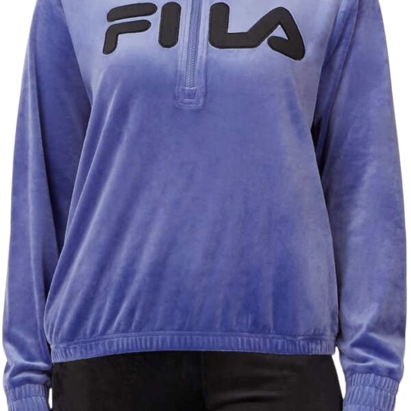 Fila Womens Velour Quarter Zip Hoodie Marlin Small