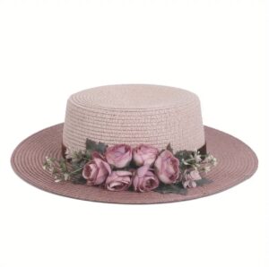 Andrea’s Deals Handcrafted Sun Hat Color Blocked Rose Flower 4 IMG 2497