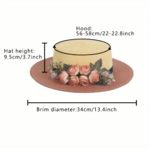 Andrea’s Deals Handcrafted Sun Hat Color Blocked Rose Flower 5 IMG 2498