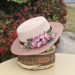 Andrea’s Deals Handcrafted Sun Hat Color Blocked Rose Flower 6 IMG 2499