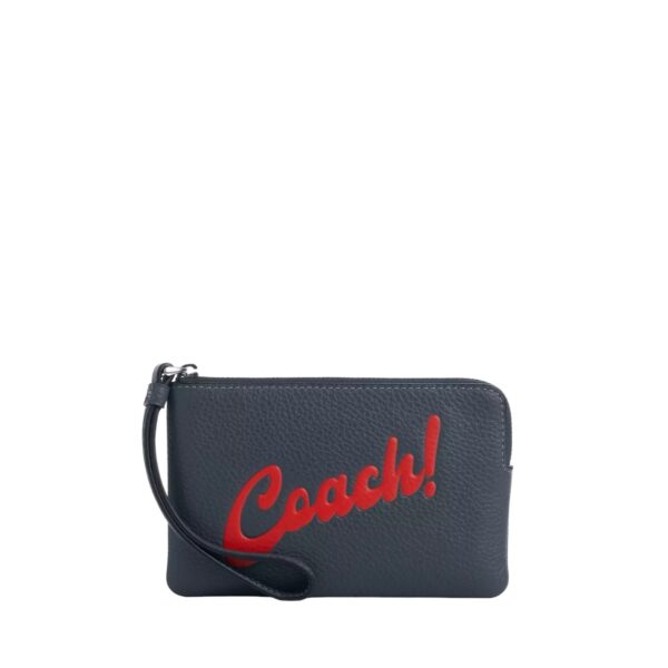 Coach Corner Zip Wristlet With Coach Graphic