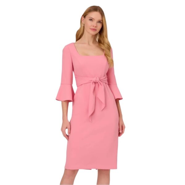 ADRIANNA PAPELL Stretch Knit Crepe Dress In Faded Rose Size 2