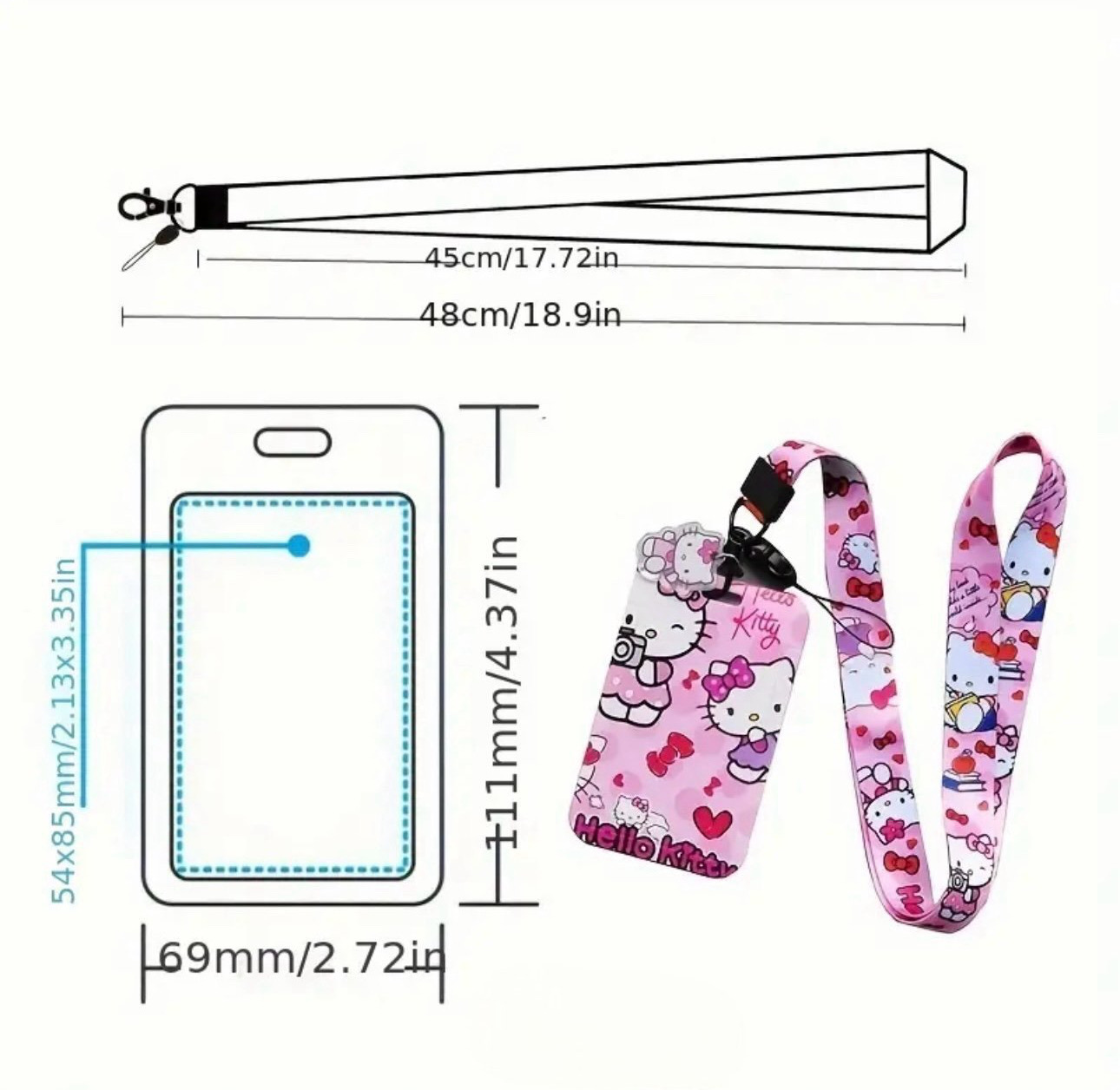 Hello Kitty ID Card Holder with Lanyard Hot Pink 2 Hello Kitty ID Card Holder with Lanyard Hot Pink - Image 2