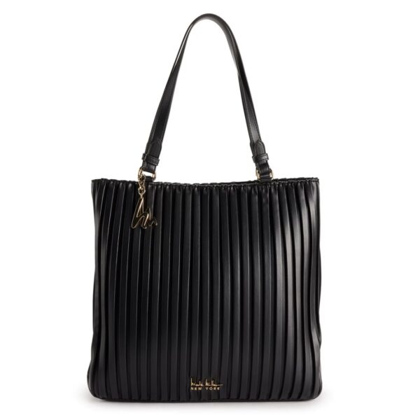 Nicole Miller Pleated Tote Bag Black