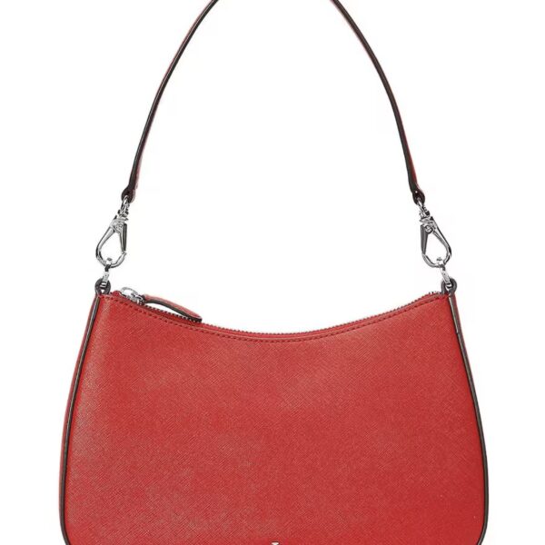 Lauren Ralph Lauren Women's Crosshatch Leather Med Danni Shoulder Bag Red