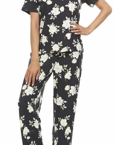 Flora Nikrooz 2 Piece Super Soft Short Sleeve Shirt and Pant Pj Set Bk XXL