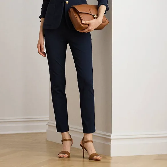 Lauren Ralph Lauren Womens Knit Skinny Dress Pants Lauren Navy 4