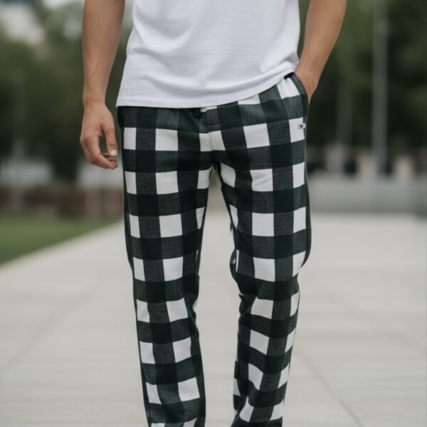 Brooklyn Cloth plaid pajama pants Dark Green & White M