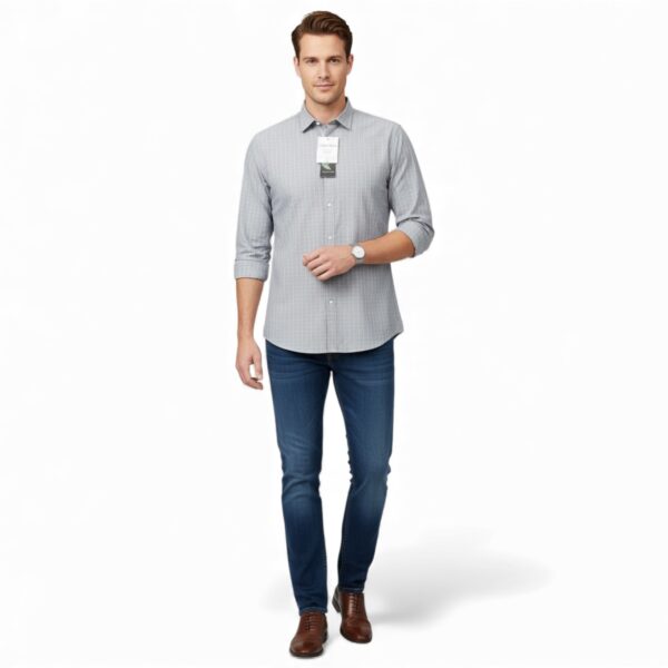 Calvin Klein Men's Tech Active Stretch Dress Shirt, Blue Plaid, XL(17-17.5-32/33)