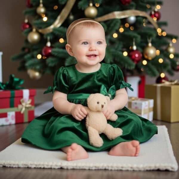 Rare Editions Dress & Bloomer 2-Piece Set Holiday Outfit Girl 6-9 Mo Hunter